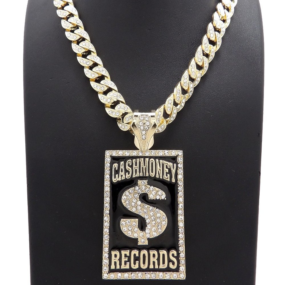 Hip Hop Cash Money Records Pendant Ice Cuban Chain